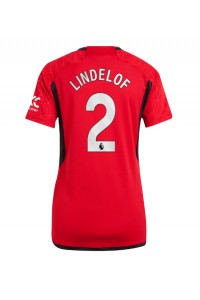 Manchester United Victor Lindelof #2 Jalkapallovaatteet Naisten Kotipaita 2023-24 Lyhythihainen